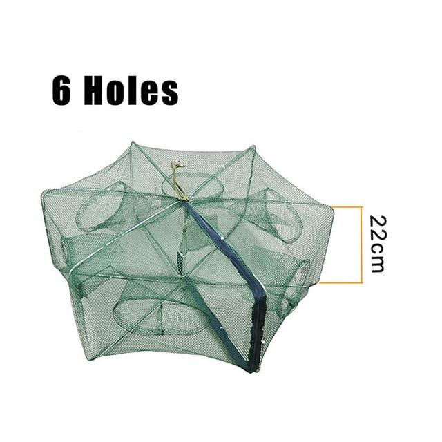 Folded Portable Hexagon Fishing Net Crayfish Fish Automatic TrapFish Shrimp Minnow Crab Baits Cast Mesh Trap  6/8/12Holes