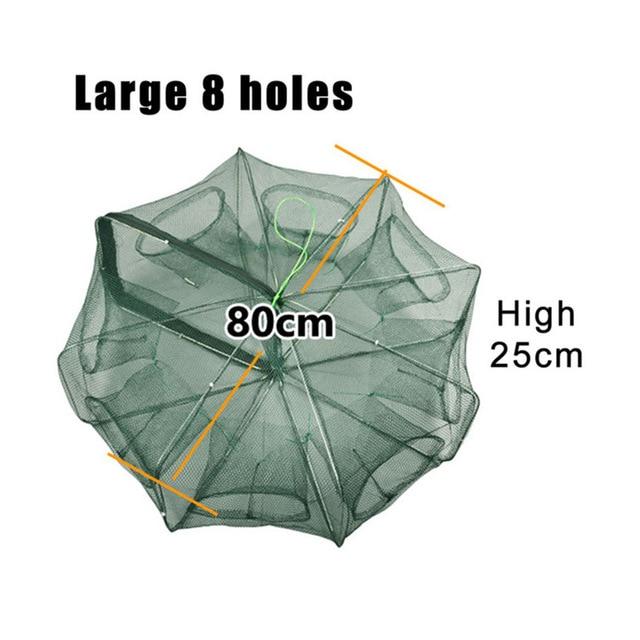 Folded Portable Hexagon Fishing Net Crayfish Fish Automatic TrapFish Shrimp Minnow Crab Baits Cast Mesh Trap  6/8/12Holes