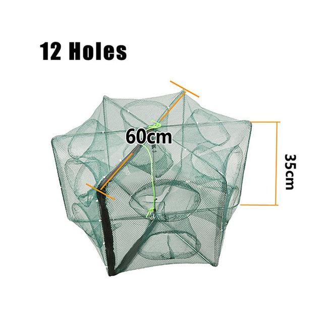 Folded Portable Hexagon Fishing Net Crayfish Fish Automatic TrapFish Shrimp Minnow Crab Baits Cast Mesh Trap  6/8/12Holes