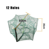 Folded Portable Hexagon Fishing Net Crayfish Fish Automatic TrapFish Shrimp Minnow Crab Baits Cast Mesh Trap  6/8/12Holes