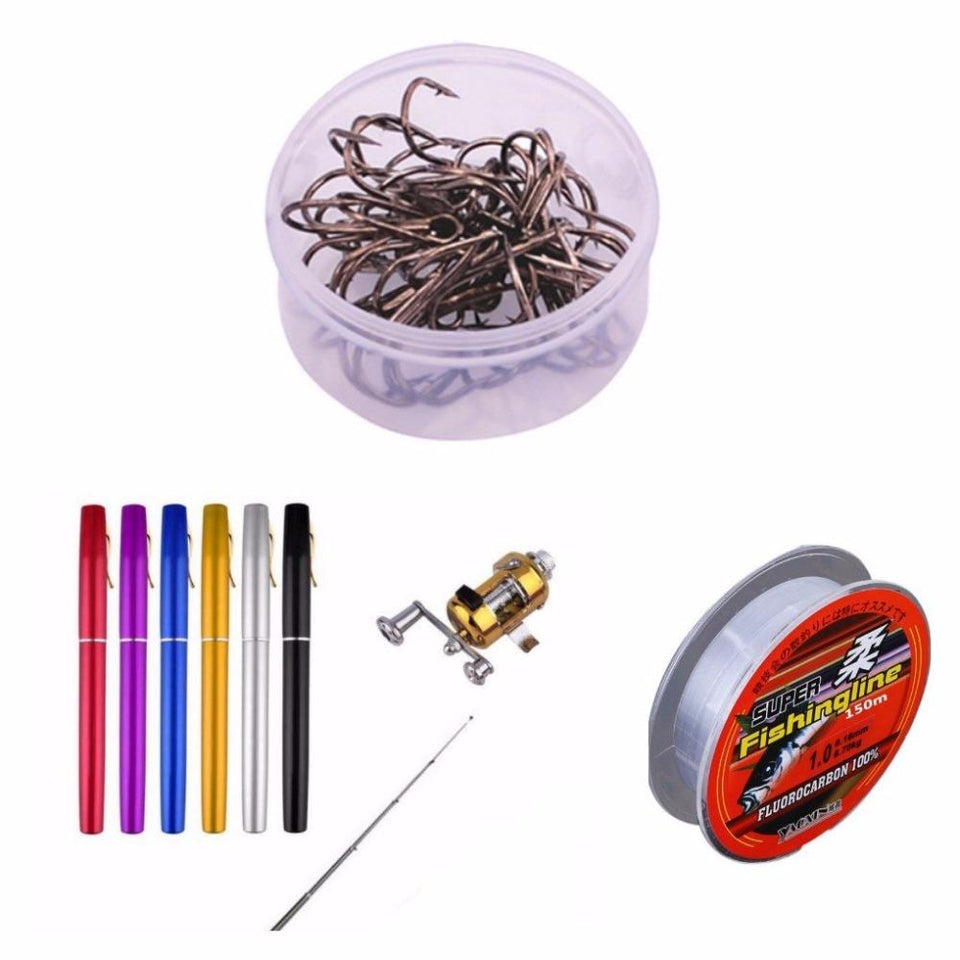 Balight Portable Pocket Telescopic Mini Fishing Pole Pen Shape Folded Fishing Rods With Reel Wheel New