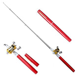 Balight Portable Pocket Telescopic Mini Fishing Pole Pen Shape Folded Fishing Rods With Reel Wheel New