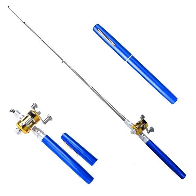Balight Portable Pocket Telescopic Mini Fishing Pole Pen Shape Folded Fishing Rods With Reel Wheel New