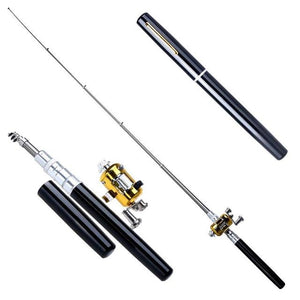 Balight Portable Pocket Telescopic Mini Fishing Pole Pen Shape Folded Fishing Rods With Reel Wheel New