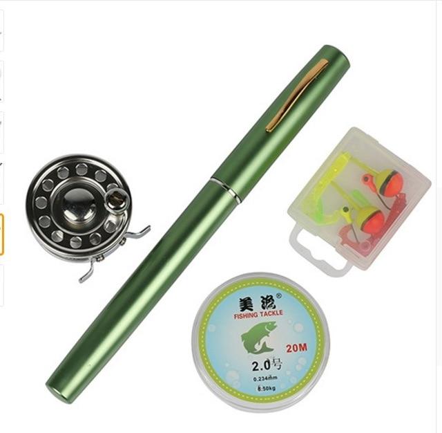 Balight Portable Pocket Telescopic Mini Fishing Pole Pen Shape Folded Fishing Rods With Reel Wheel New