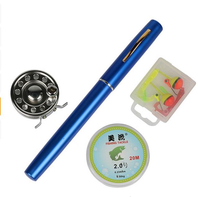 Balight Portable Pocket Telescopic Mini Fishing Pole Pen Shape Folded Fishing Rods With Reel Wheel New