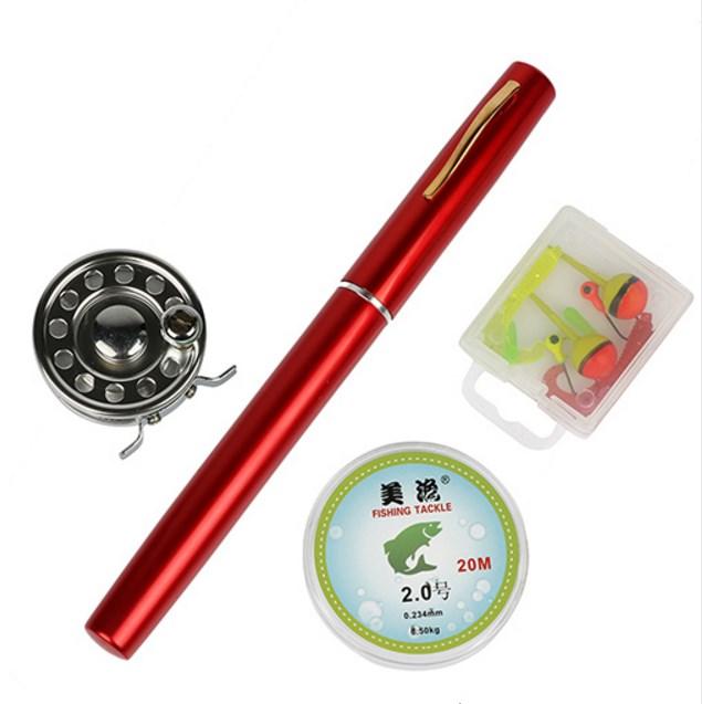 Balight Portable Pocket Telescopic Mini Fishing Pole Pen Shape Folded Fishing Rods With Reel Wheel New
