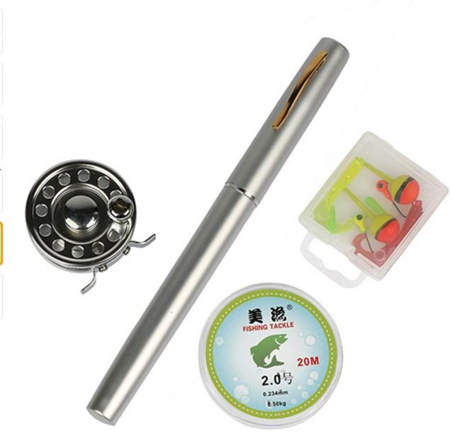 Balight Portable Pocket Telescopic Mini Fishing Pole Pen Shape Folded Fishing Rods With Reel Wheel New